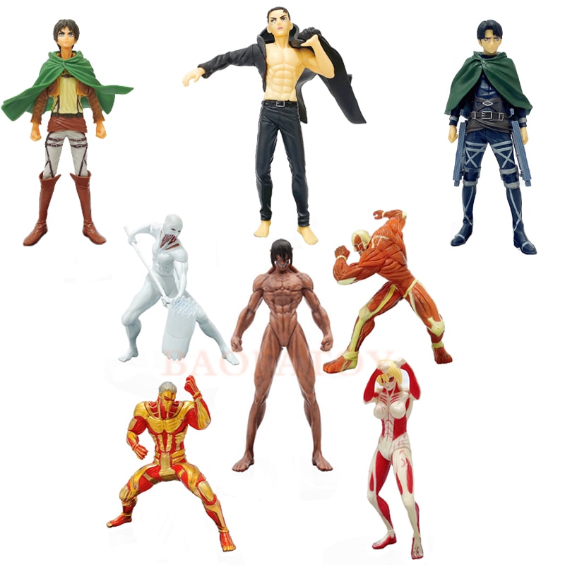 LOTE DE 05 FIGURAS ATAQUE DOS TITÃS - 05 PERSONAGENS - REAL FIGURE